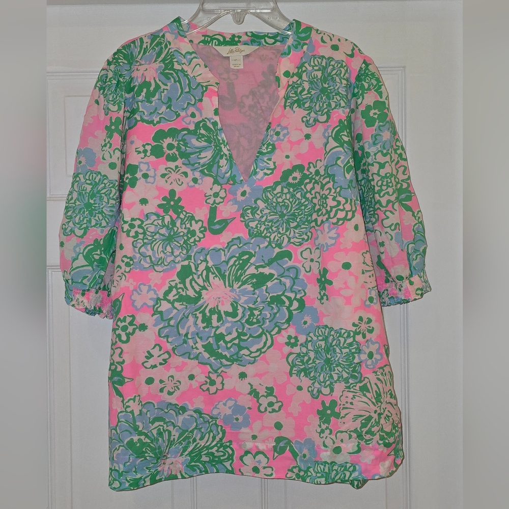 Lilly Pulitzer Pink and Green Floral Tunic